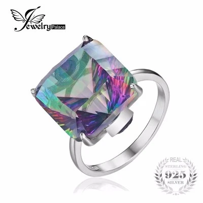 Natural Brazil Mystic Topaz Lady's Ring, Big Rare 13TCW Genuine Sterling Silver  - Image 1 of 4