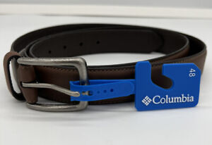 Columbia Men's Logo Belt-Casual Dress with Single Prong Buckle  Size 48 Brown