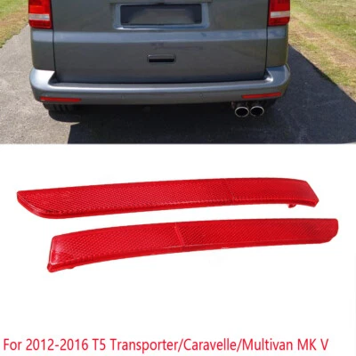 For VW T5 T6 Transporter 2012-16 Red Lens Rear Bumper Reflector Light Lamp - Image 1 of 4