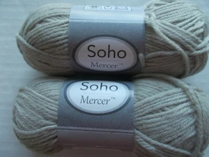 Soho Mercer wool blend yarn, White Ash, lot of 2 (109 yds each) - Picture 1 of 2