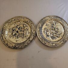 Vintage Peerage Metal Decorative Embossed Plates Set Of 2 England