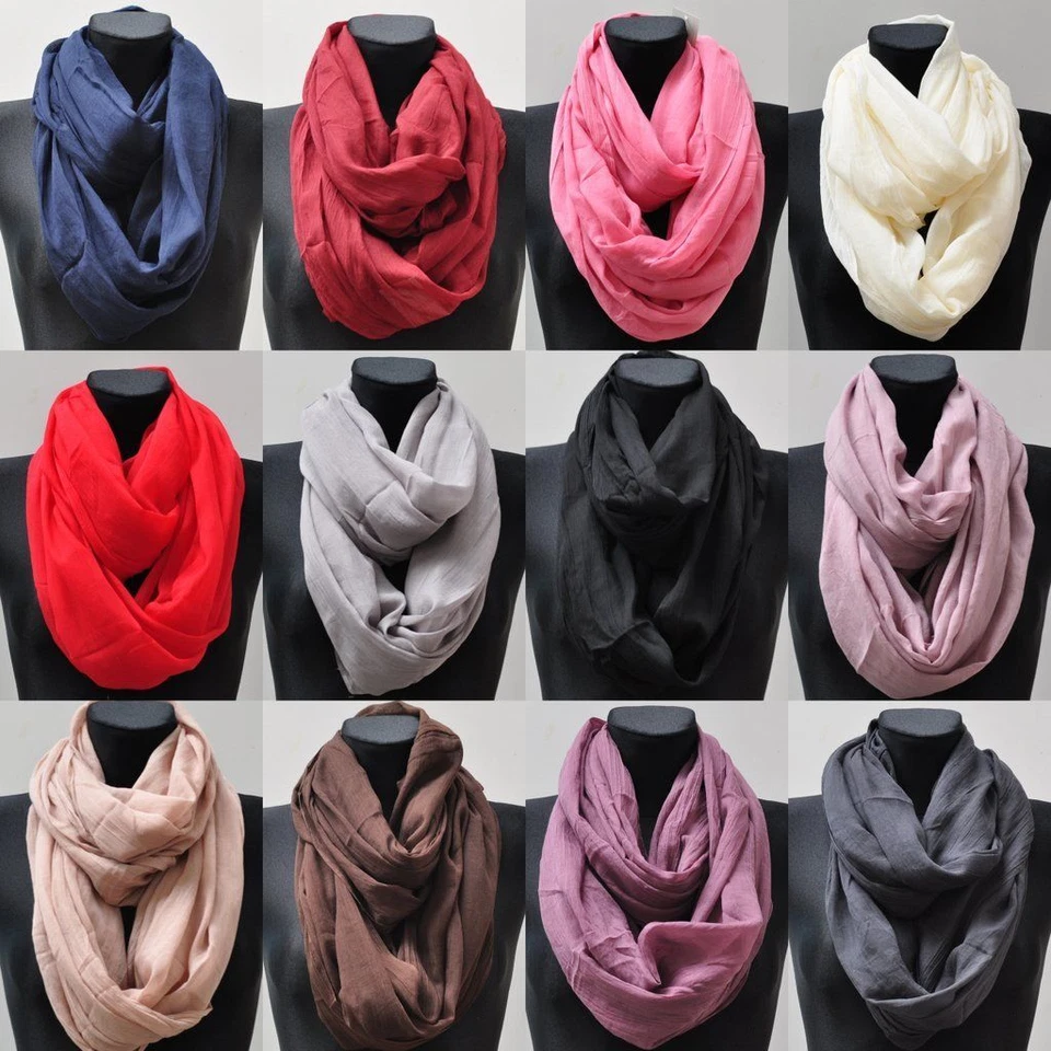 XXL Seide Loop Schal Schal Schlauchschal Halstuch Tuch Damenschal Damen Uni