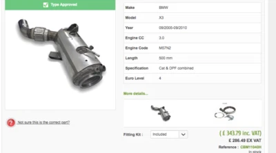 Filtro de partículas diésel BMW X3 3.0 09/05-09/10.: BM11040H Foto 1 de 4