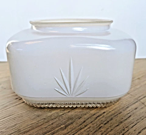 Art Deco 1940s Vintage Square Geometric Flushmount Glass Ceiling Light Shade Cover