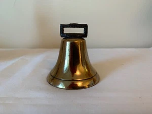 Single Antique Vintage Small Hand Forged Brass Iron Bell with Iron Clapper - Picture 1 of 5