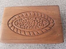 Vintage Wooden Box Hand Carved With Hinged Lid 