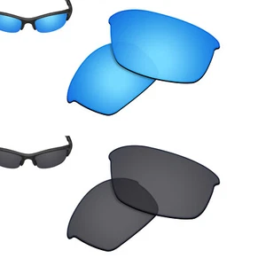 2 paia lenti di ricambio per occhiali da sole Oakley Flak Jacket nero e blu polarizzati - Foto 1 di 6