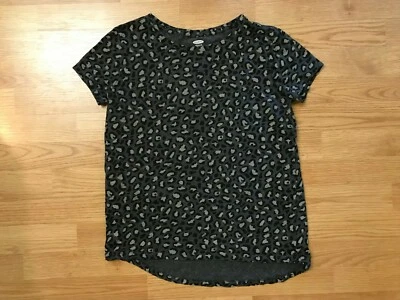 Old Navy Softest Tee Girls XXL 16 Animal Print Leopard Gray Cotton Short Sleeve  - Image 1 of 4