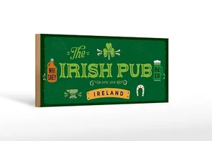 Holzschild Spruch Ireland Irish Pub Whiskey Beer 27x10 cm Schild - Picture 1 of 5