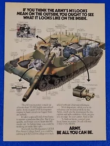 1990 U. S. ARMY CLASSIC ORIGINAL RECRUITING PRINT AD M1 TANK "BE ALL YOU CAN BE" - Picture 1 of 1