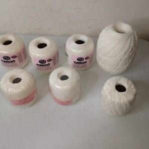 Lot of 7 Crochet Thread White 100% Mercerized Cotton 3 - 1000 Yard 2 - 600 Yard