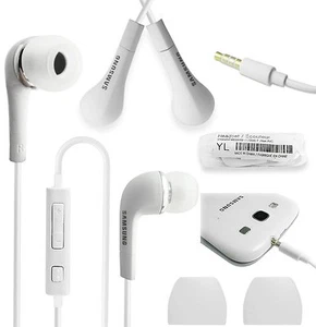 White Handsfree Headphones Earphones Earbud with Mic- EHS64AVFWE For Samsung - Picture 1 of 1