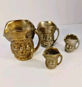 Set of 4 Vintage Small Toby Brass Plated Metal Toby Jugs - Man Face Head... - Picture 1 of 9