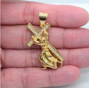 Cristo Dios Cruz Jesús Corona de Espinas Cadena Collar Hombres Acero Inoxidable Crucifif - Imagen 1 de 7