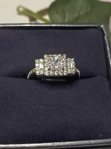 Outstanding 1.73 Ct Past Present Future Lab Grown Diamond Halo Engagement Ring - Picture 1 of 5