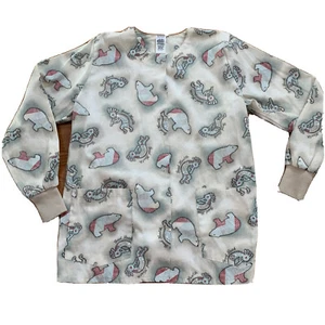 EWC Kokopelli Long Sleeve Scrub Top Size Medium bear Native American good Health - Picture 1 of 10
