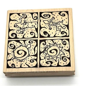 Rubber Stamp Sun Lizard Cactus Turtle Western Desert Large 5x5 23109R 2001 - Picture 1 of 8