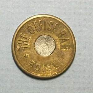 Boise Idaho The Office Bar Good for 5c Trade Brass 25mm Hole with PlugToken - Picture 1 of 2
