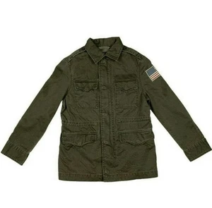 Polo Ralph Lauren Boys' Medium Green Military Combat Jacket with Flag - Picture 1 of 12