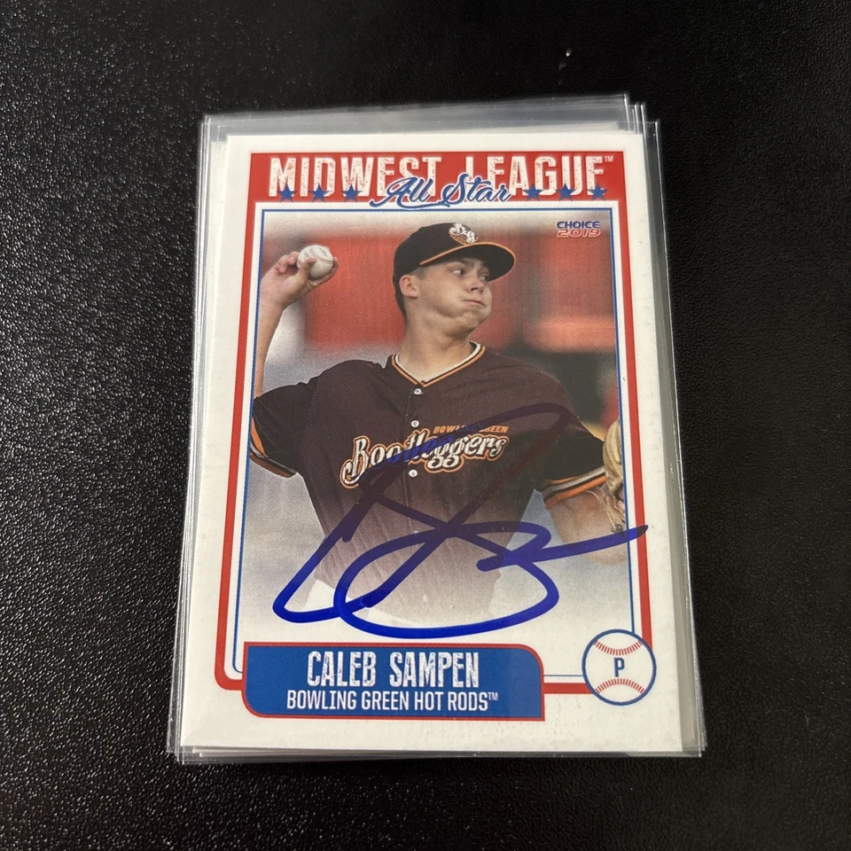 Caleb Sampen autographed signed 2019 Midwest League All Star card Bowling Green - Image 1 of 1