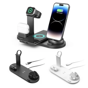 6 in 1 Wireless Charger Multifunction Charging Station Stand & Holder For iPhone - Picture 1 of 14