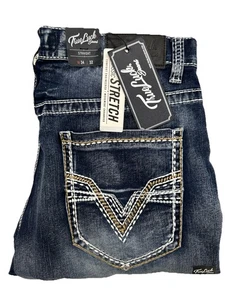 True Luck Men Classic Stretch Straight Jeans 34x32 - Picture 1 of 1