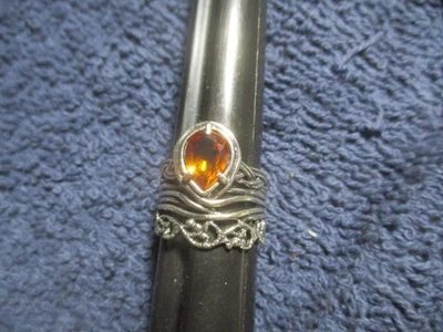 Vintage PZ Israel 925 Sterling Silver Citrine Ring - Image 1 of 3