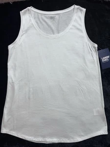 Lands' End Tank Top Women's Size Medium 10-12 White Sleeveless Round Neck Shirt - Picture 1 of 5