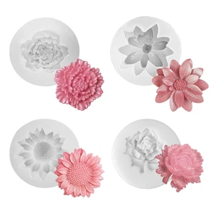 4 Stück Silikonformen Gießformen Kerzen Kerzenformen ， 4 verschiedene Blumenform - Bild 1 von 5
