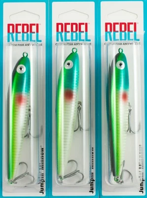 (LOTE DE 3) REBEL JUMPIN MINNOW 1/2 OZ T20SPD PILCHARD D7311 Foto 1 de 2