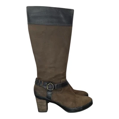 Clarks Mujer 31524 Cuero Marrón Hasta la Rodilla Arnés Bota Talla 10N Foto 1 de 4