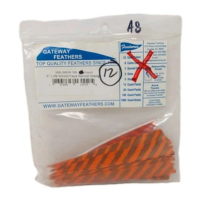 Plumas de flecha de tiro con arco de puerta de enlace de 12 unidades 5" ala izquierda: escudo imitación barra naranja Foto 1 de 2