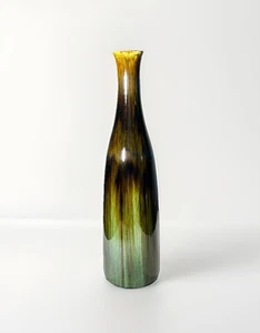 RARE Hosley TM Potteries Drip Glaze Bottle Vase Brown Green Ombré - Picture 1 of 5