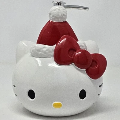 Sanrio Hello Kitty Ceramic Lotion Soap Dispenser Santa Hat Christmas Jay Franco - Image 1 of 4