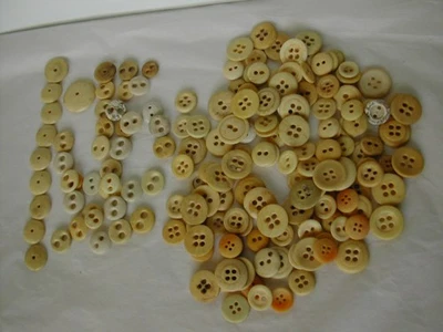 169 Antique-Vintage Bone, Horn, or Antler, Underwear Buttons 1/2/4 holes - Image 1 of 3