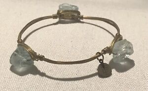 Bourbon and Boweties Blue Seaglass Wire Wrapped Bangle Bracelet