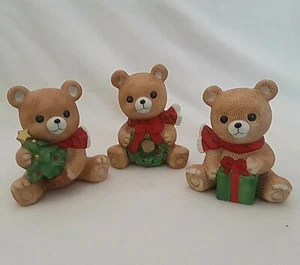 3er Set Weihnachten Teddybär Figuren KRANZ Geschenk Baum SRI LANKA Vintage - Bild 1 von 10