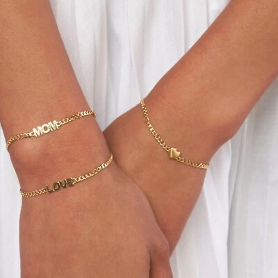 Love Bracelet Real 14K Yellow Rose Solid Gold Cuban Link Chain Bracelet Women - Image 1 of 3