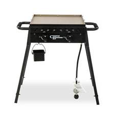 Portable Gas Griddle Cooking Space 373 sq in 2-Burner Stainless-Steel Black