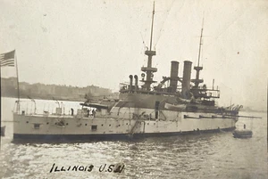 Antigua foto original acorazado de la Marina de los Estados Unidos USS Illinois BB-7 - Imagen 1 de 4