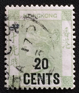 HONG KONG 1891 QV 20 CENTS opt 30c Used SG#48 HK3739
