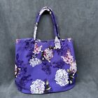 BARNES & NOBLE Punctuate PURPLE Lilac FLORAL Cotton CANVAS CARRYALL Book TOTE