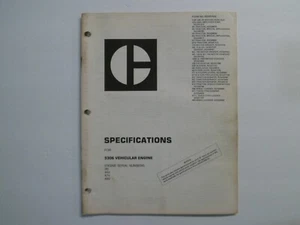 Caterpillar Specifications For 3306 Vehicular Engine Manual CAT Form SENR7592 - Picture 1 of 5