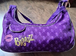VINTAGE BRATZ zipper DUFFLE BAG w side pocket rare gold PURPLE - Picture 1 of 5