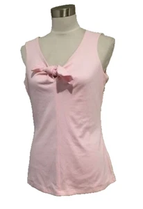 NWT BROOKS BROTHERS pink sleeveless knit top tank with bow detail and V neck  M - Picture 1 of 4