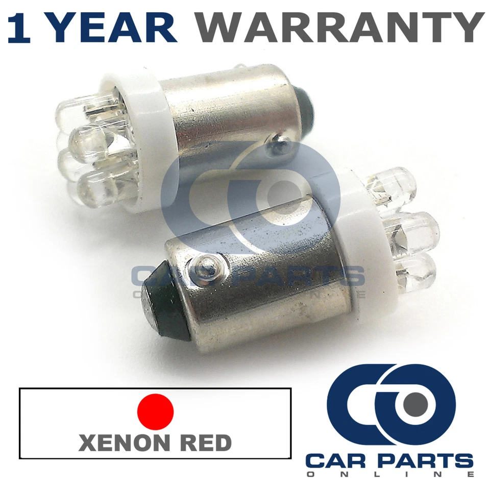 2X XENON RED BAX9S H6W 434 SIDELIGHT UPGRADE 7 DOME LED LED BULBS - Image 1 of 1