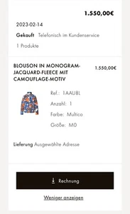 Louis Vuitton BLOUSON IN MONOGRAM-JACQUARD-FLEECE MIT CAMOUFLAGE-MOTIV - Bild 1 von 1