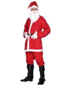 Déguisement père Noël Rouge, avec veste/pantalon/barbe/bonnet et ceinture HOMME