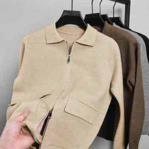 Abrigo suéter cárdigan de solapa de negocios otoño e invierno para hombre - Imagen 1 de 28