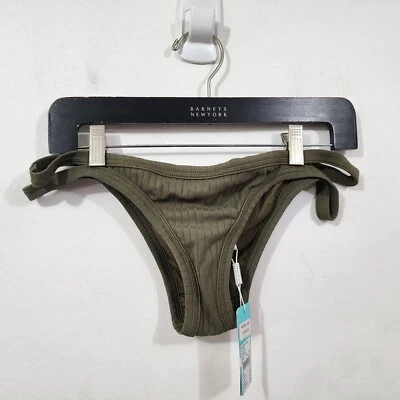 Parte inferior de bikini brasileña Seafolly Australia inca acanalada oliva oscuro para mujer talla 10 Foto 1 de 4